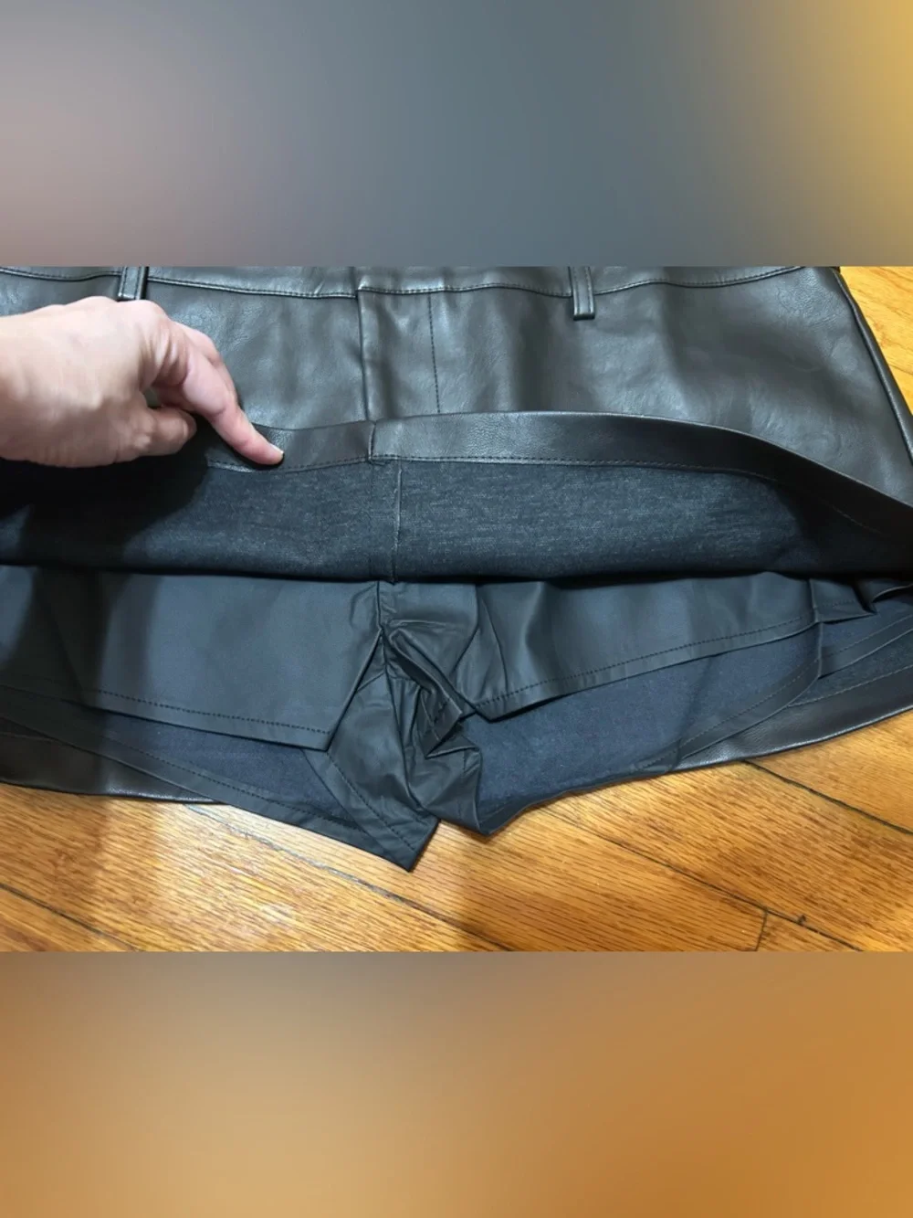 Lioness‎ Rhode Faux Leather Mini Skirt in Onyx With Built In Shorts Size Large